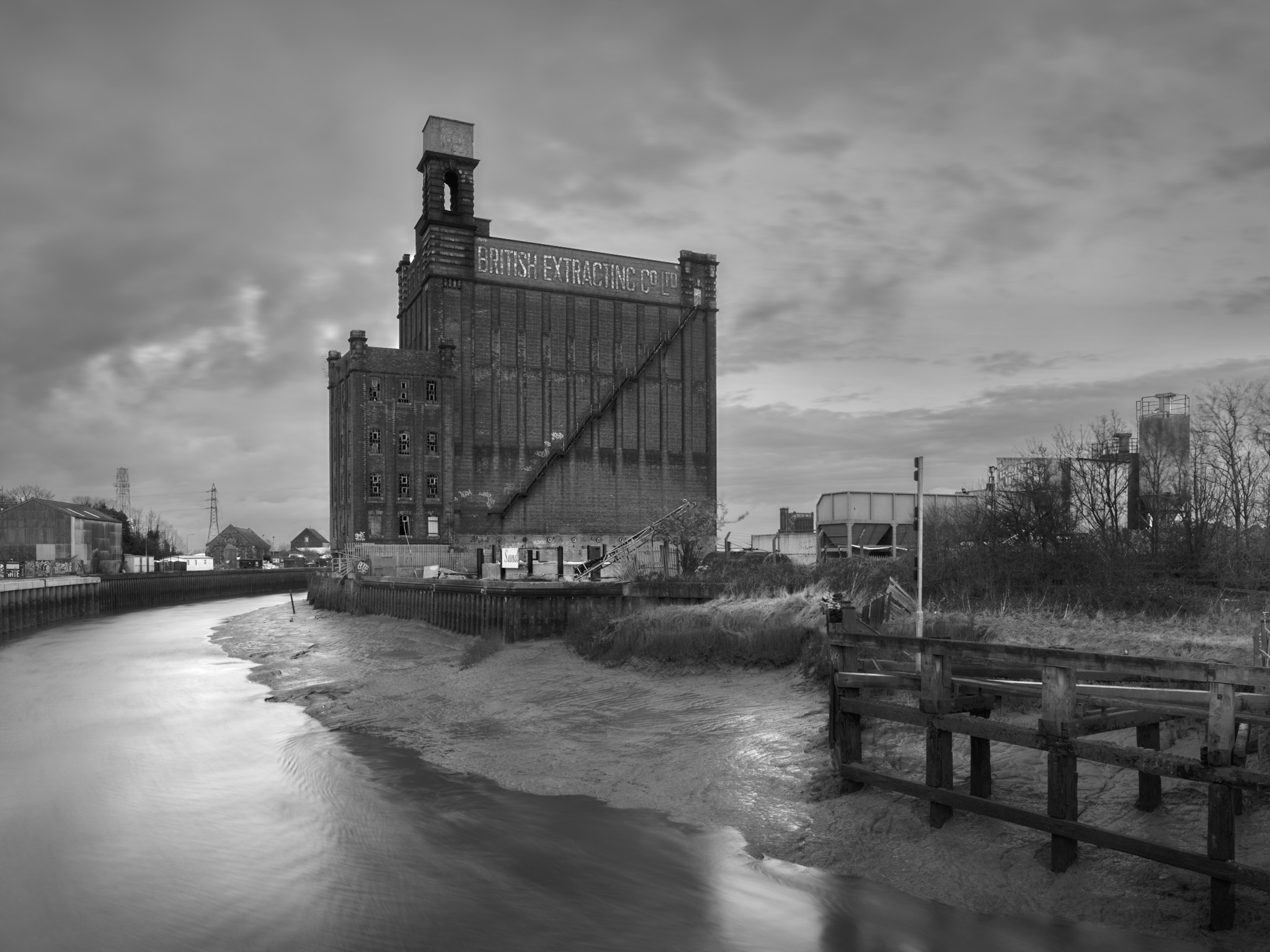 A picture of a seed mill across the River Hull