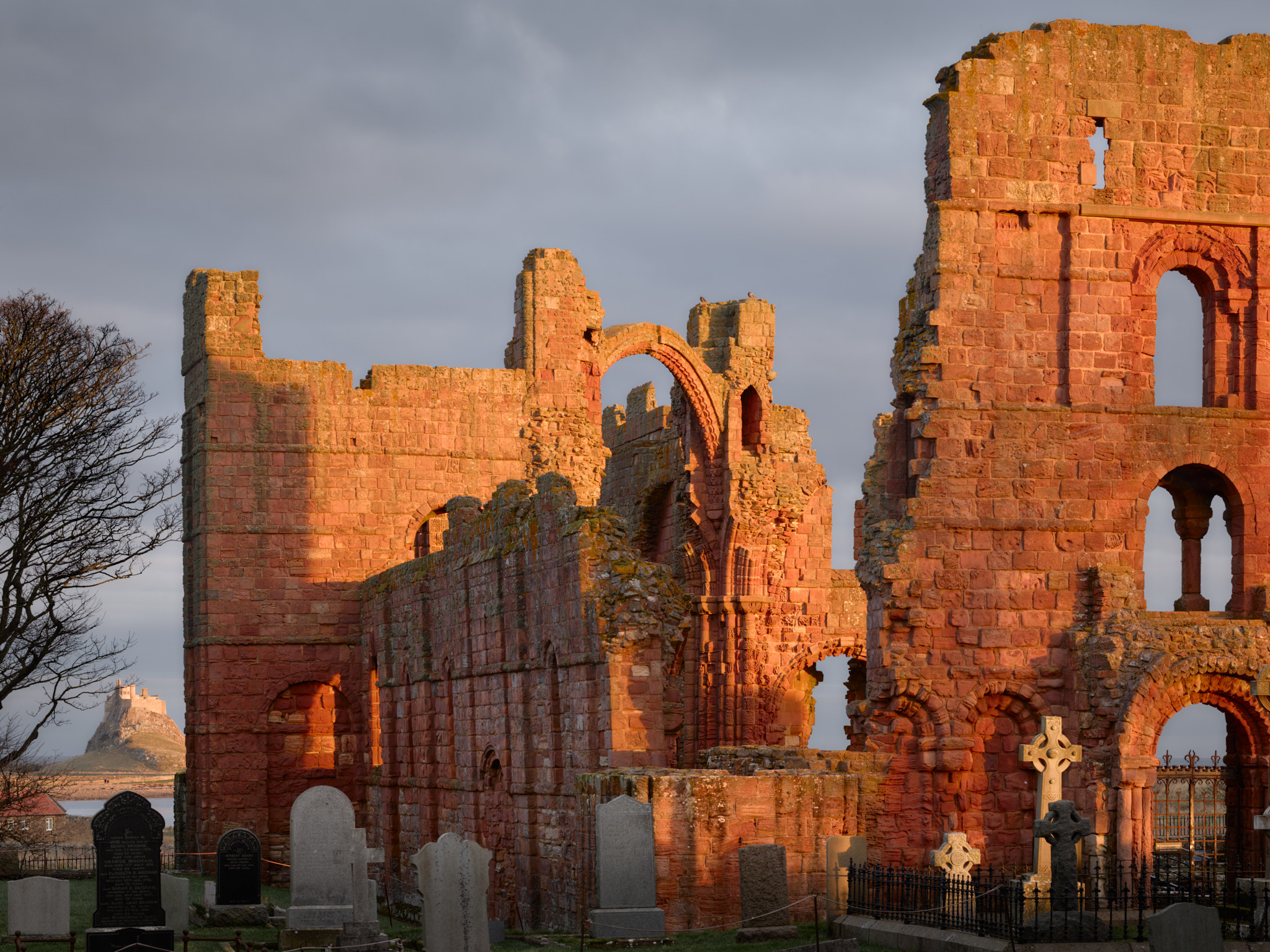 Late light striking the priory on Holy Island